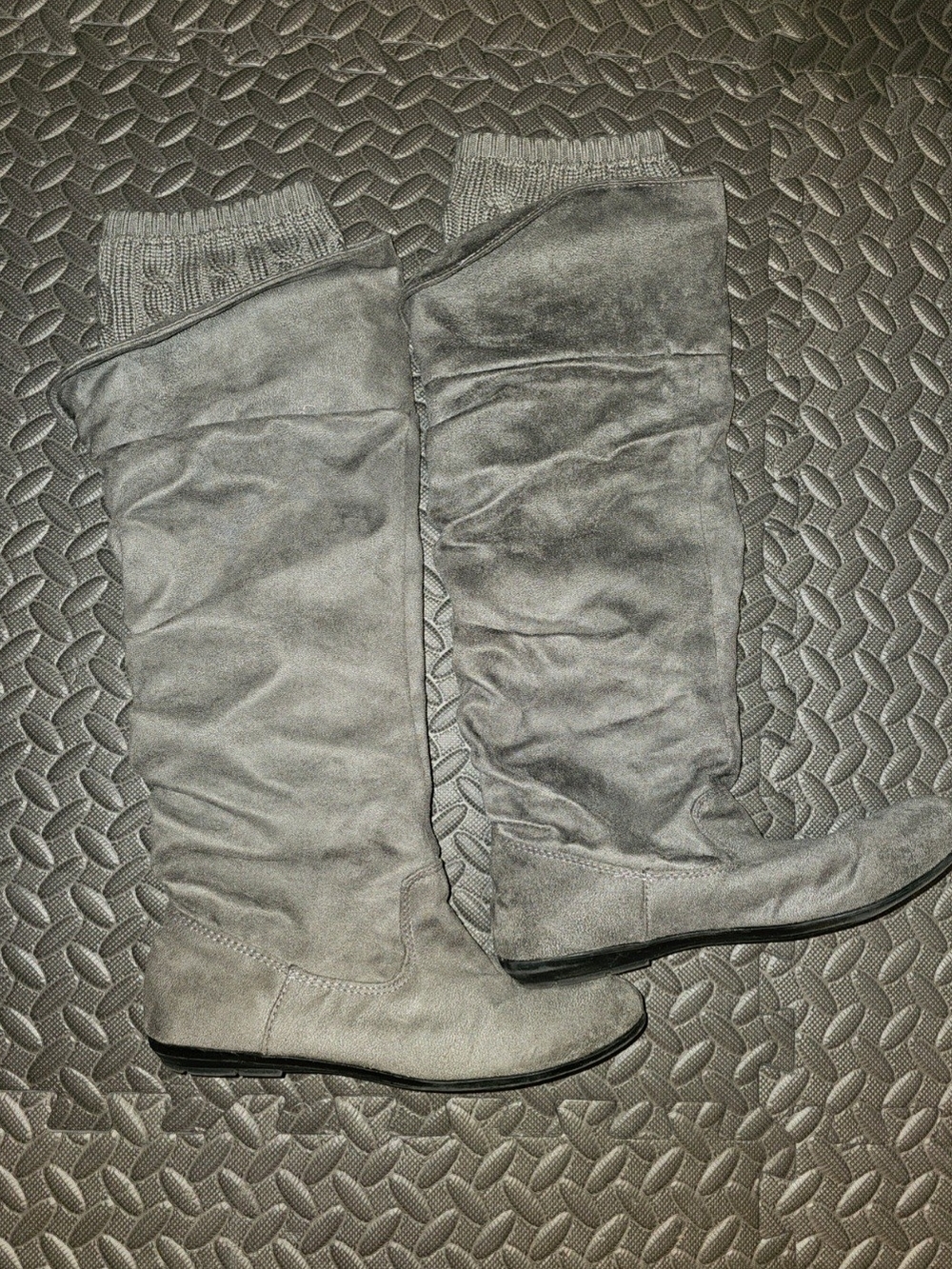 Aldo Gray Over-the-Knee Suede-Look Boots with Knit Cuff